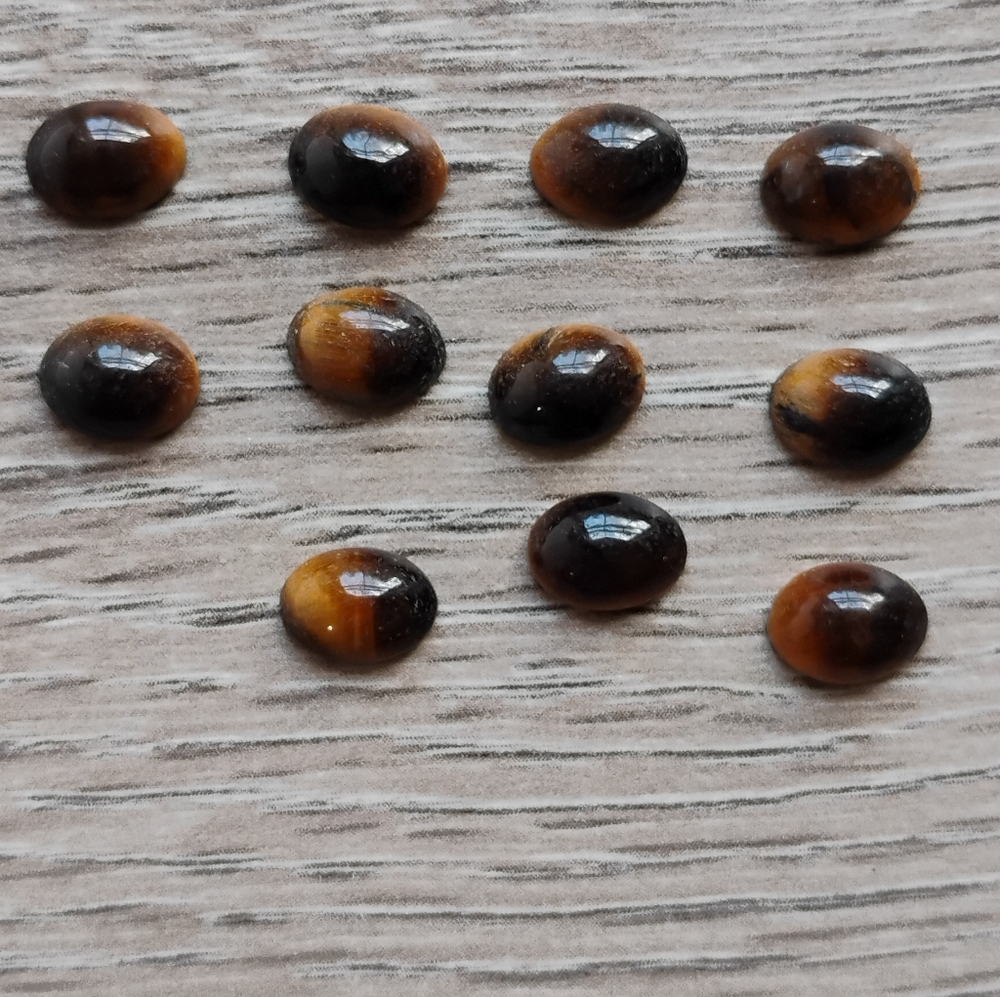 Vintage Natural Tiger Eye 8 mm Cabachon Oval Shaped *11* Total Handcrafted Loose - Picture 7 of 9